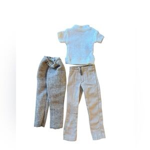 VTG 1960’s Ken Doll Clothing Pants Mock Top OS Brown Tan White Mattel Outfit